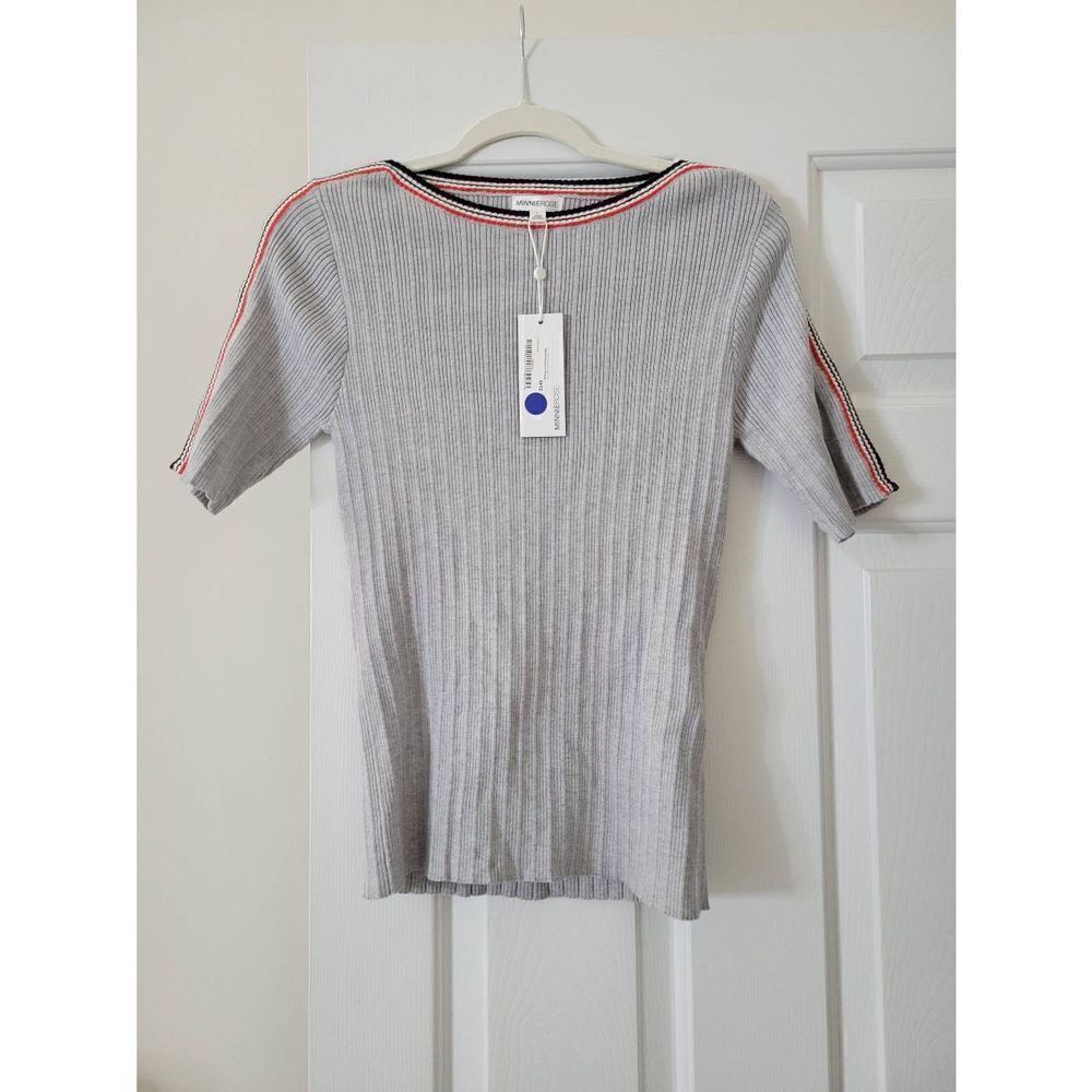 Minnie Rose Ripped Crew With Tipping L NWT